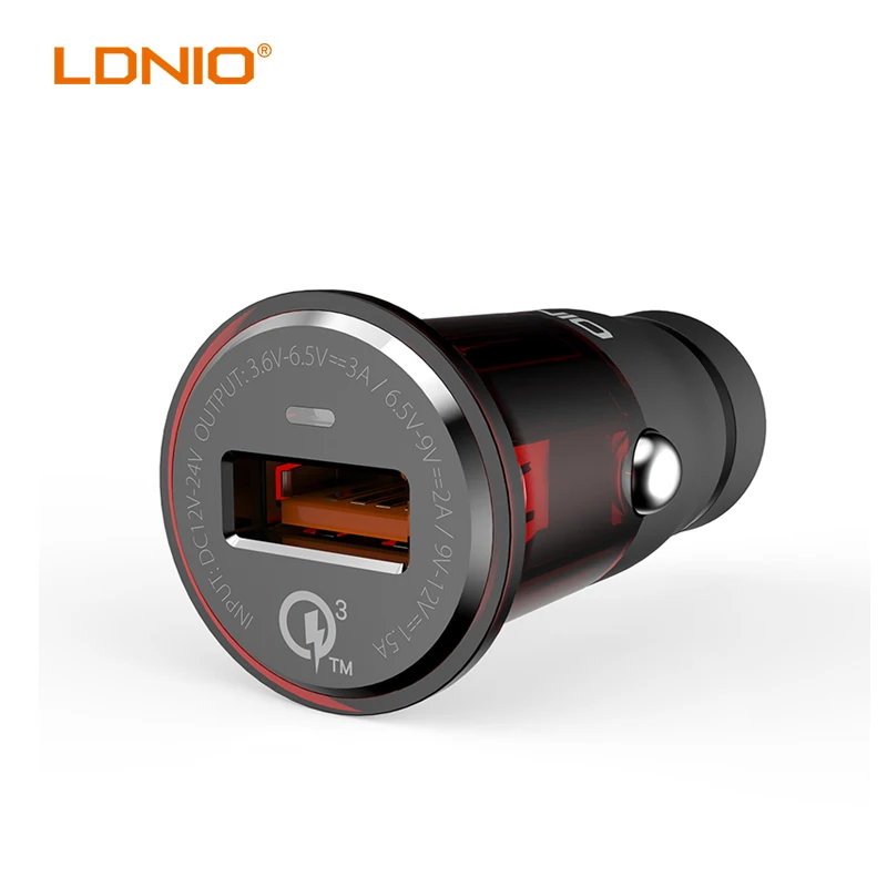 

LDNIO C304Q Fast Car Charger With 1 USB port supported QC3.0 Quickly Charging for iPhone X 8 7 Plus Samsung Note S9 S8 S7 S6
