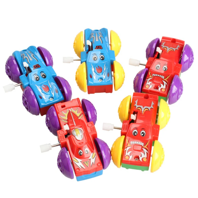 

1PC Kids Clockwork Car Toys Two-sided Pattern Funny Clockwork Toys Wind Up Toys Kids Educatinal Toys Random Color