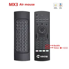 Télécommande vocale intelligente rétro-éclairé, souris d'air rétro-éclairé MX3 Pro 2.4G clavier sans fil Gyro IR pour boîte TV Android T9 X96 mini H96 max(China)