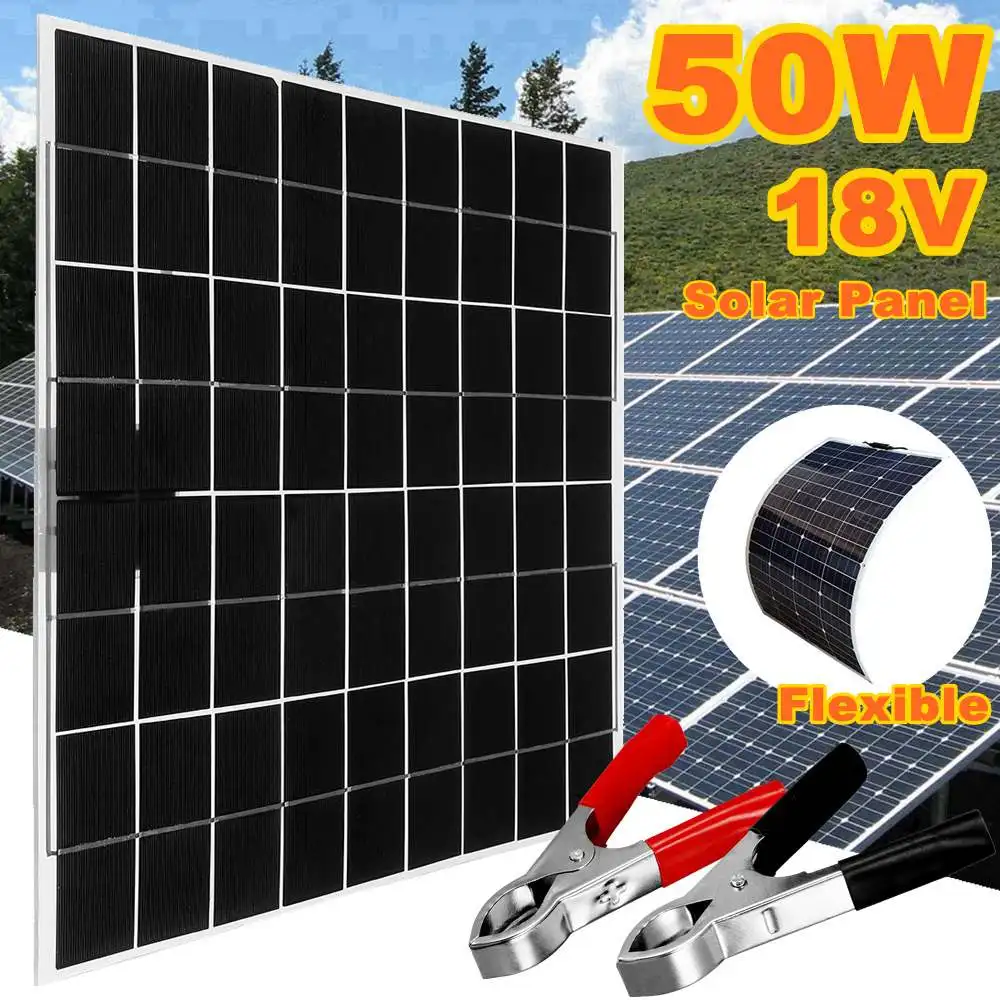 

Flexible Solar Panel Portable 18V 50W Large Polycrystalline Silicon Battery Mini Solar System Car Rood Marine Outdoor Charger