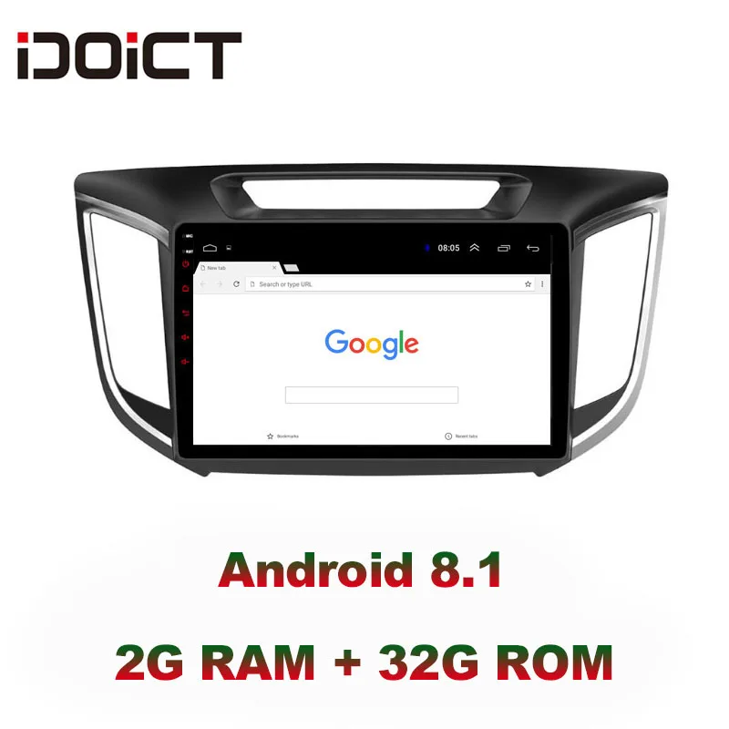 Best IDOICT Android 8.1 IPS 2G+32G Car DVD Player GPS Navigation Multimedia For Hyundai Creta IX25 Radio 2014-2018 car stereo 1