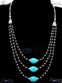 

Free shipping 3S Tibetan Jewelry Black Onyx Beads r Flower CAP Tribal Necklace