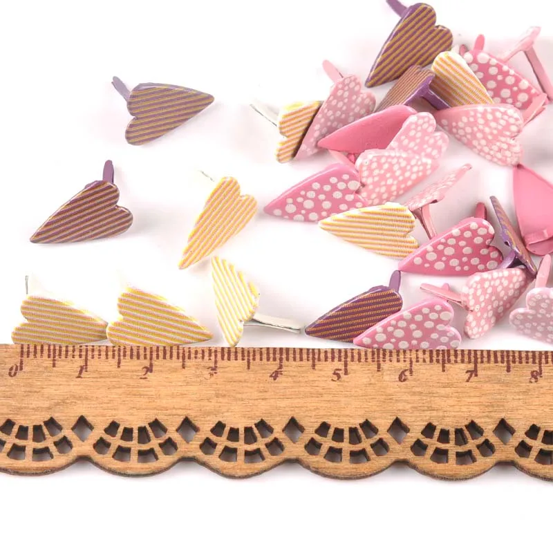 Metal Brads 20PCs mixed Heart Scrapbooking Embellishment Fastener 11x16mm cp2580