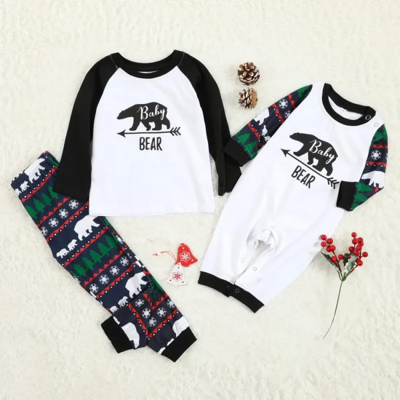 Bear Family Christmas Pajamas Set Family Look Matching Family Pajamas Navidad Family Matching Clothes Mommy and Me Sleepwear