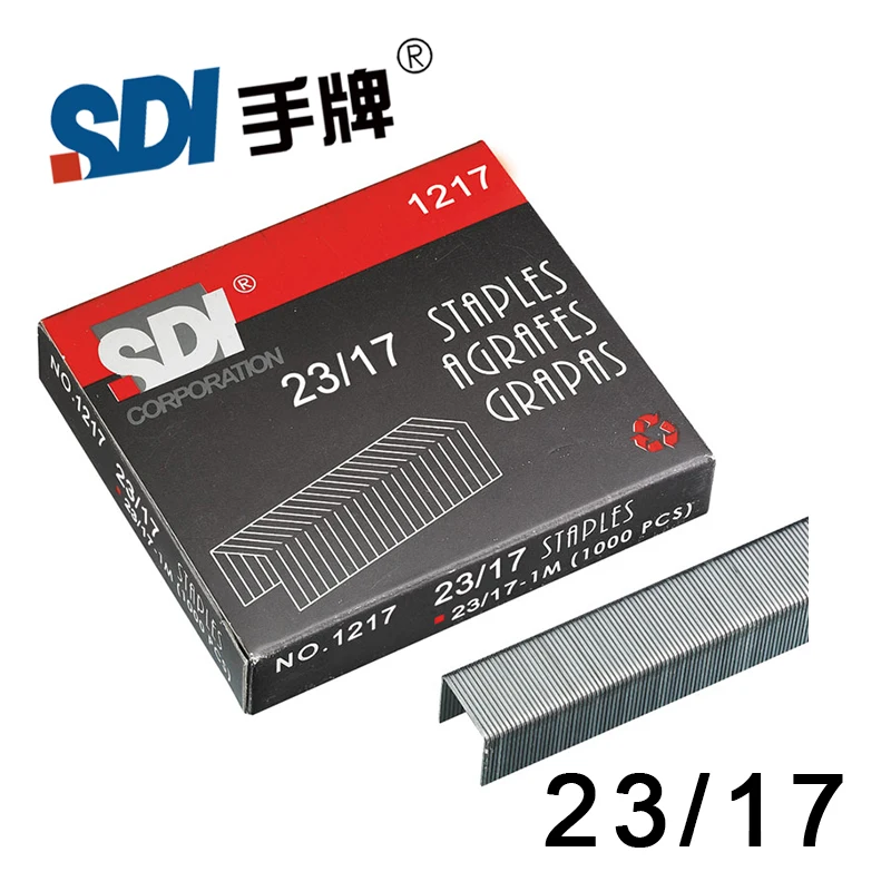 SDI Heavy Duty Staple 23/17 Silver Metal Booking Bind Staples 1000Pcs/Box 1217 Big Size Office