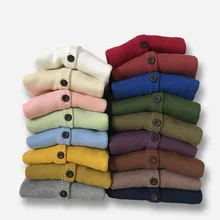 От 1 до 9 лет Детские кардиганы, Свитера для девочек и мальчиков, вязаная верхняя одежда, куртка, хлопковое пальто для малышей, однотонный Детский свитер, BC355