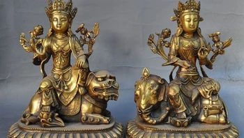 

tibet buddhism bronze gilt wenshu Manjushri Samantabhadra Kwan-Yin buddha statue
