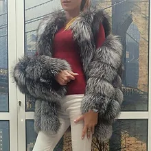 Jin Li Di Ang, женский тонкий жилет из натурального меха лисы с натуральным серебристым пушистым лисьим мехом, Женская куртка из натуральной кожи, пальто или жилет с невидимым карманом