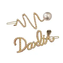 2 шт. заколки для волос английская буква сплав Стразы искусственный жемчуг прочные декорации заколки для девочек женщин