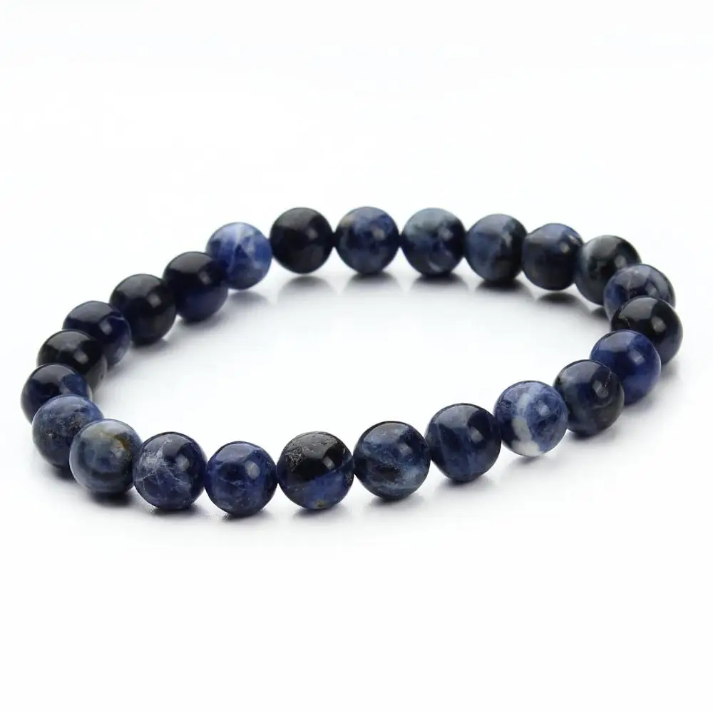 LOULEUR модные браслеты с натуральным камнем для женщин и мужчин, розовые Quartzs, тигровые глаза, Агаты, браслеты из бисера для йоги, Pulseira Masculina - Окраска металла: Blue Stone