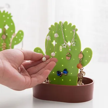 

Creative Cactus Shape Jewelry Organizer Rack Portable Jewel Storage Shelf Box Travel Wedding Necklace Bracelet Ring Storage Case