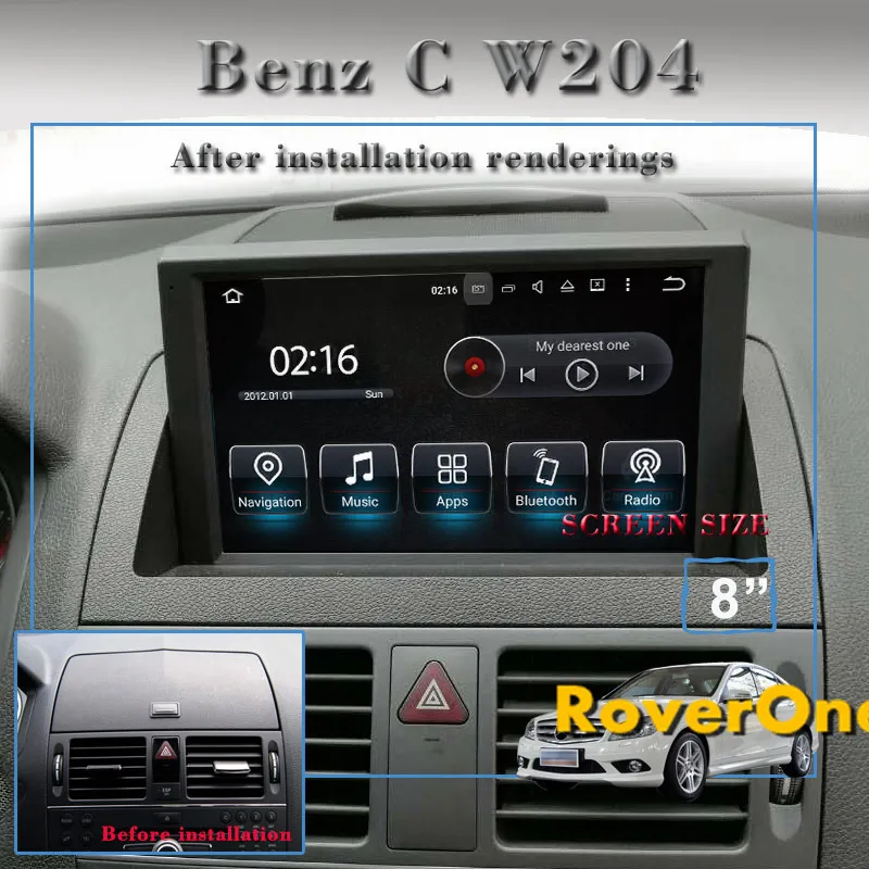 Cheap RoverOne Android 7.1 Car Multimedia Player For Mercedes C Class W204 C180 C200 C220 C300 Radio Stereo GPS Navigation PhoneLink 2