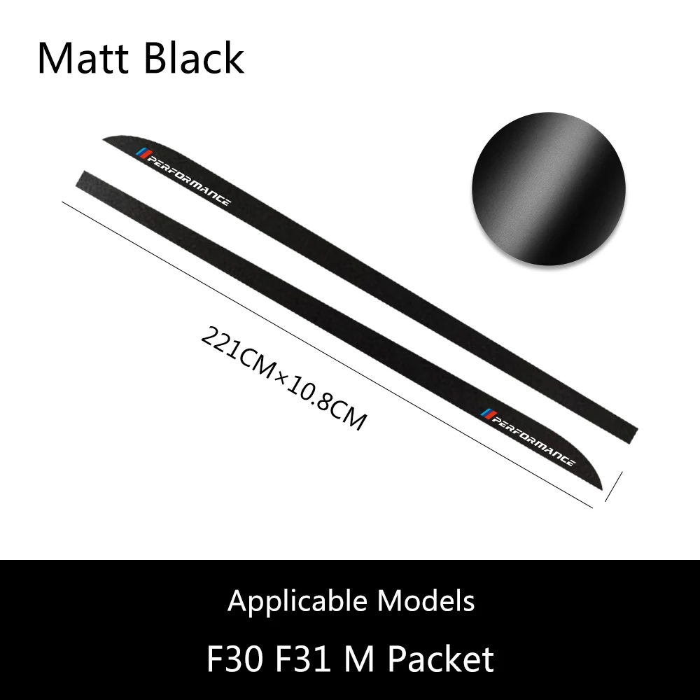 Для BMW F30 F31 F32 F33 F22 F23 F15 F85 F10 E60 E61 G30 E90 М производительность логотип наклейки сбоку юбка винил тюнинг автомобильные аксессуары - Название цвета: 221CM Matt