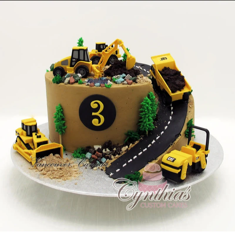 Boy Birthday Engineering Vehicle Cake Topper 6pcs PVC Toy Topper Kids