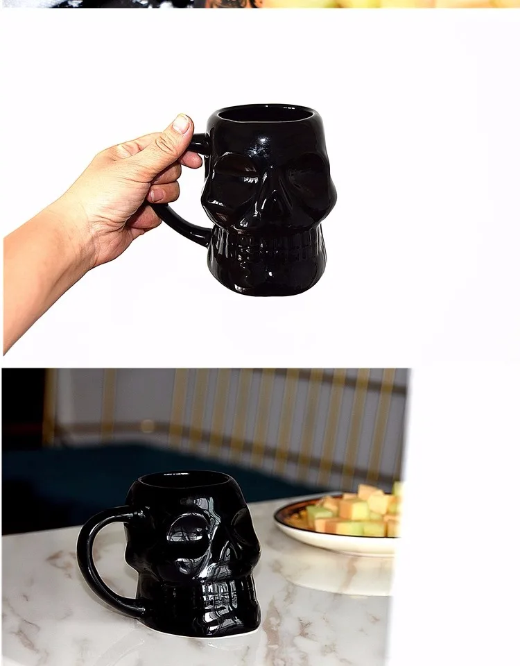 Halloween skull mug black personality beer glass cup punk wind mug terrify themes