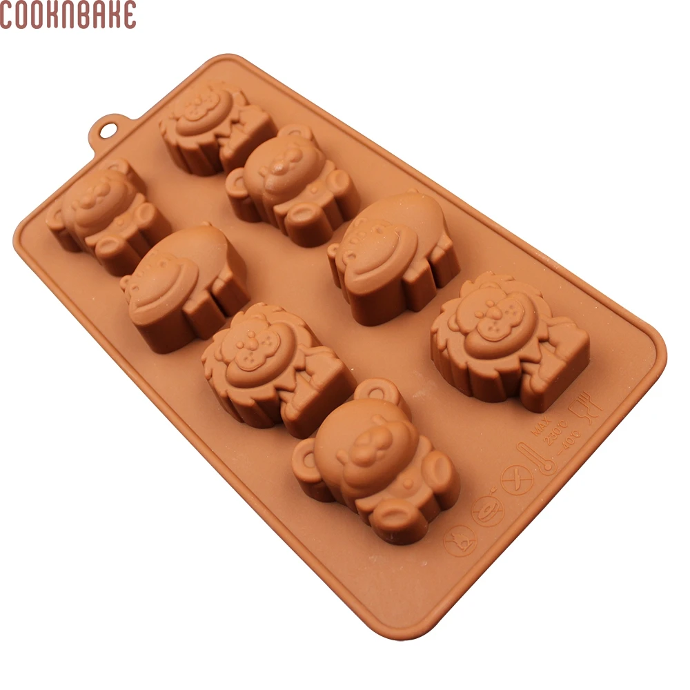 

COOKNBAKE DIY Biscuit Candy Tools Silicone Mold 8 Animals Chocolates Mold Lion Hippo Bear Cookies Mold SICM-008-18