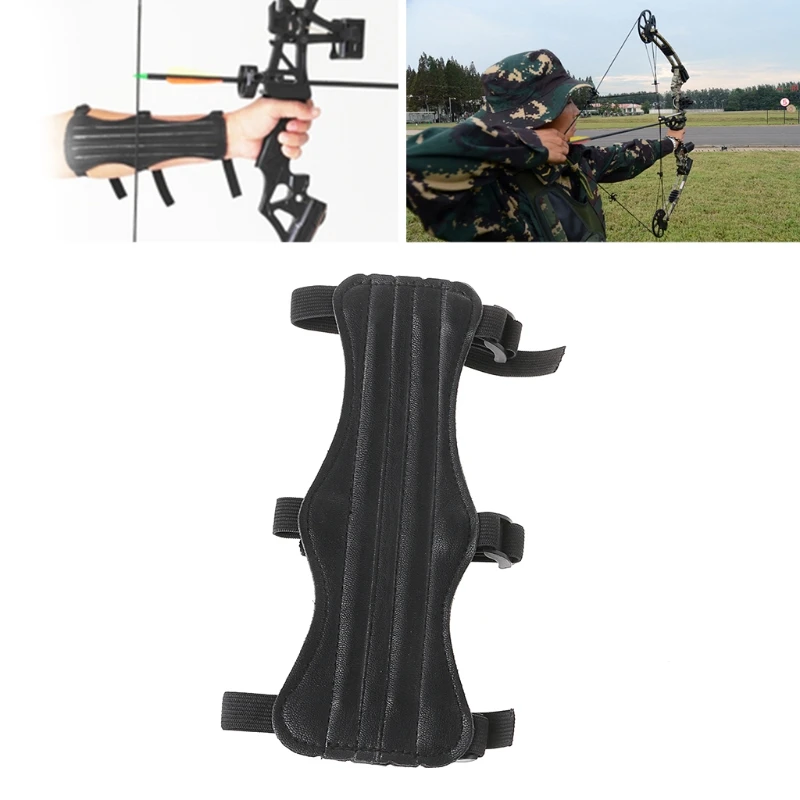 

2018 Archery Arm Guard Leather 3 Strap Shoot Armband Recurve Bow String Safety Gear Aug21_33
