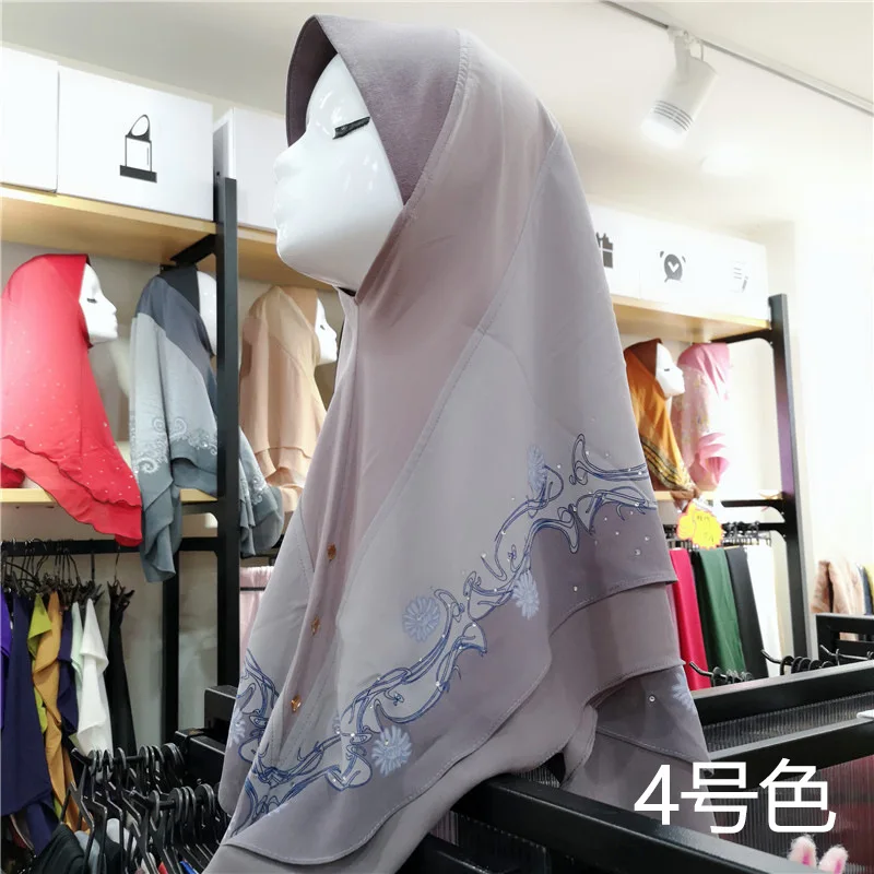 Хиджаб шарф высокого качества Женская мода женский зимний шарф женский шифон малазийский хиджаб Исламская основа оголовье - Цвет: 04