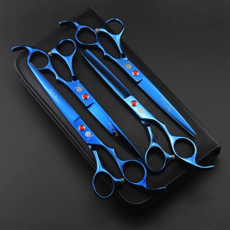 

Factory outlets! set of 7 inch blue professional Cat & Dog Pet grooming scissors CUTTING & THINNING & CURVED scissors pet shears