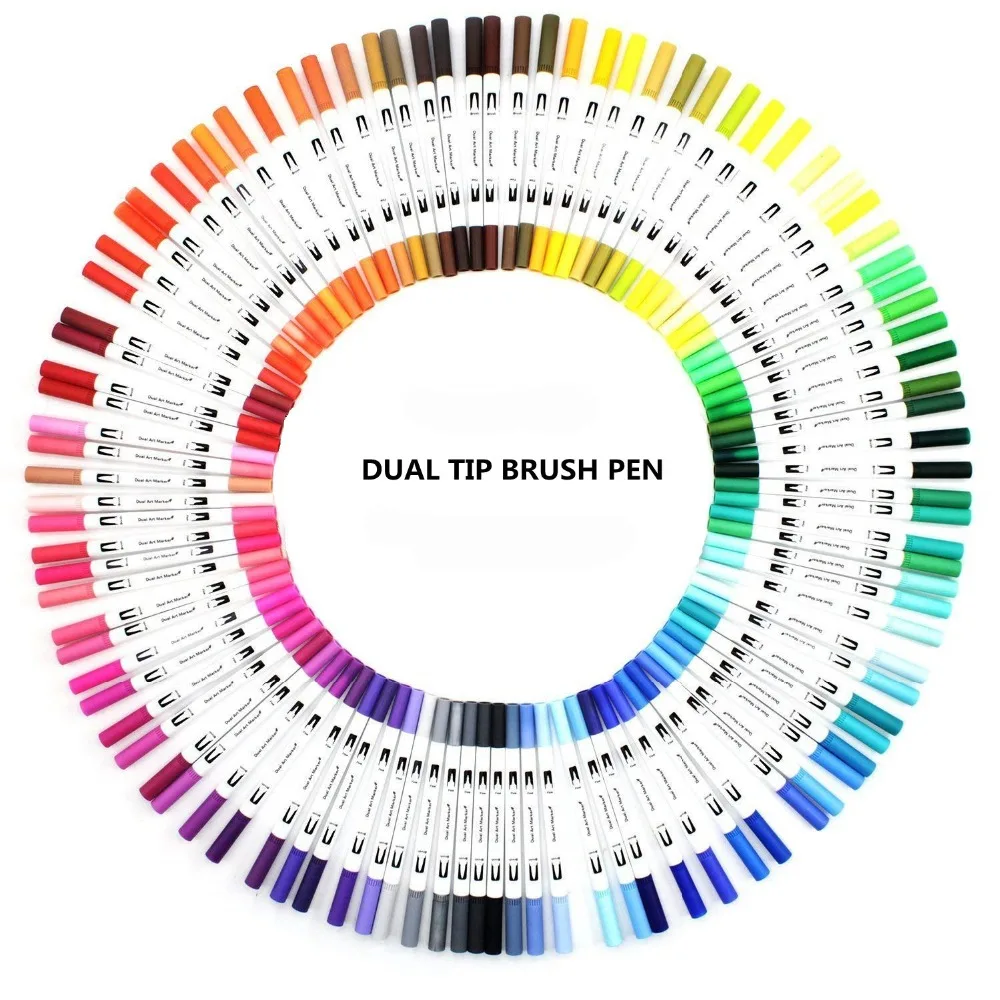 Dual Head Sketch Markers Pen121824364872100 Colors Brush Fineliner Watercolor Copic Watercolor Art Markers  Drawing Set 5