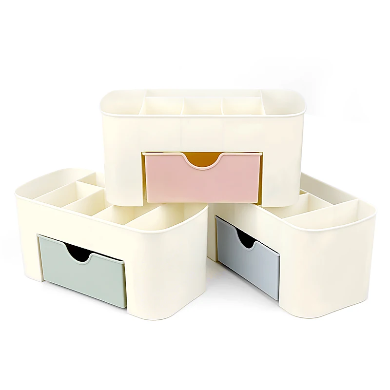 

3 Color Portable Desktop Nail Art Storage Box Plastic Scissors Makeup Organizer Jewelry Nail Polish Pen Brushes Container Tool
