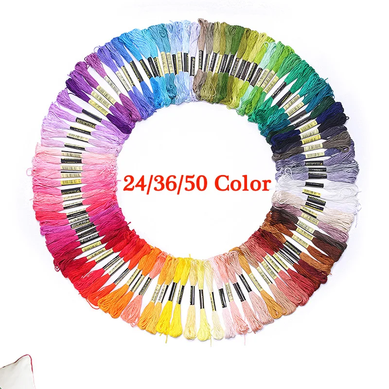 

24/36/50Color Anchor Thread Similar DMC Cotton Embroidery Thread Floss Kit DIY Sewing Skeins Craft Home Sewing Wholesale Retail