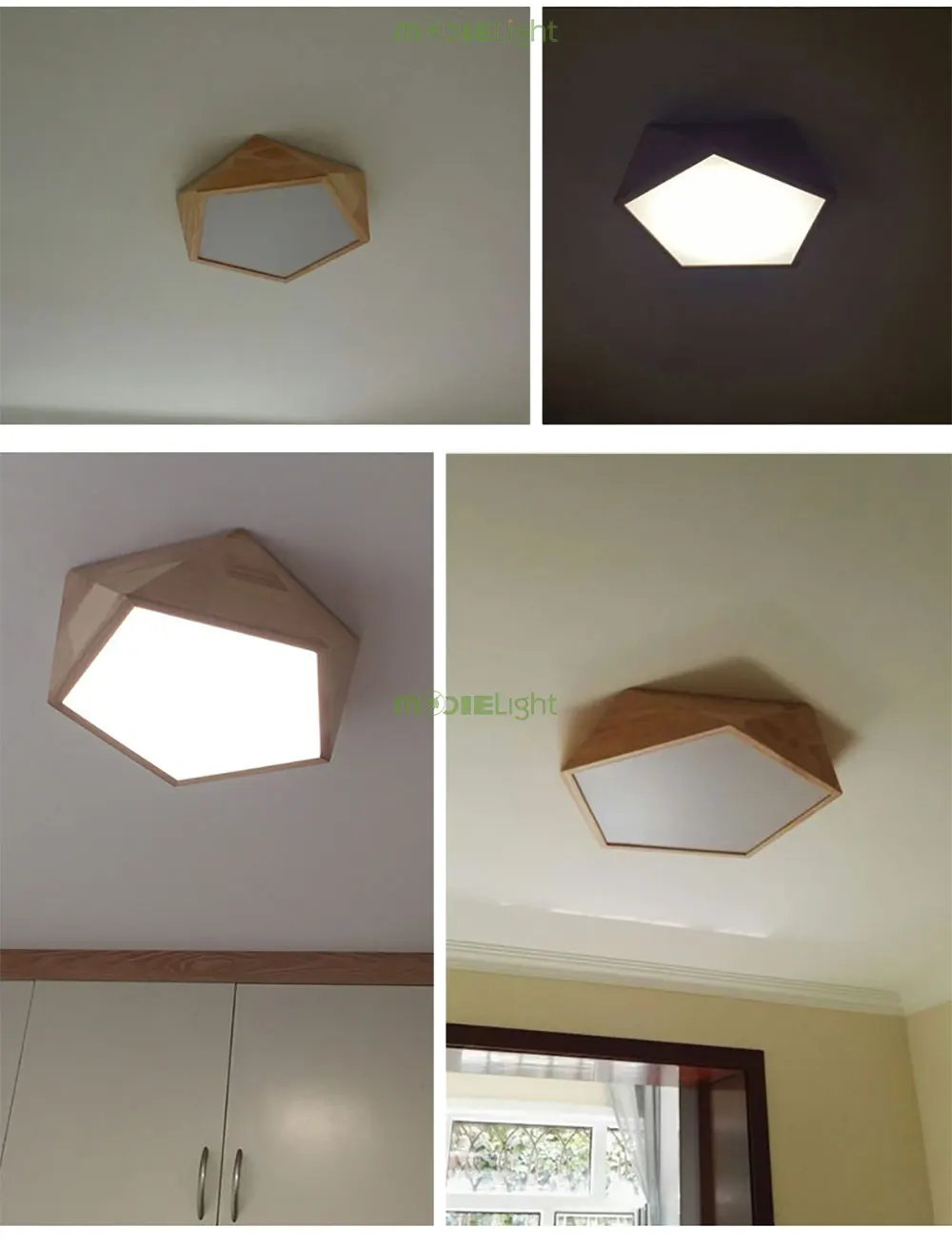 Mooielight Creative Wood Geometric LED Ceiling Lamps modern living room bedroom aisle ceiling light, Indoor Lighting Fixture