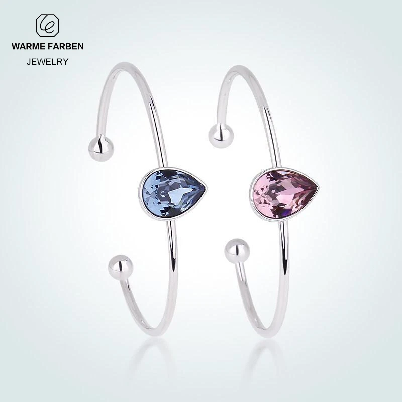 

Warme Farben Adjustable Bangle&Bracelet for Women Crystal from Swarovski Water Drop Crystal Ornament Simple Bangle Gift for Lady