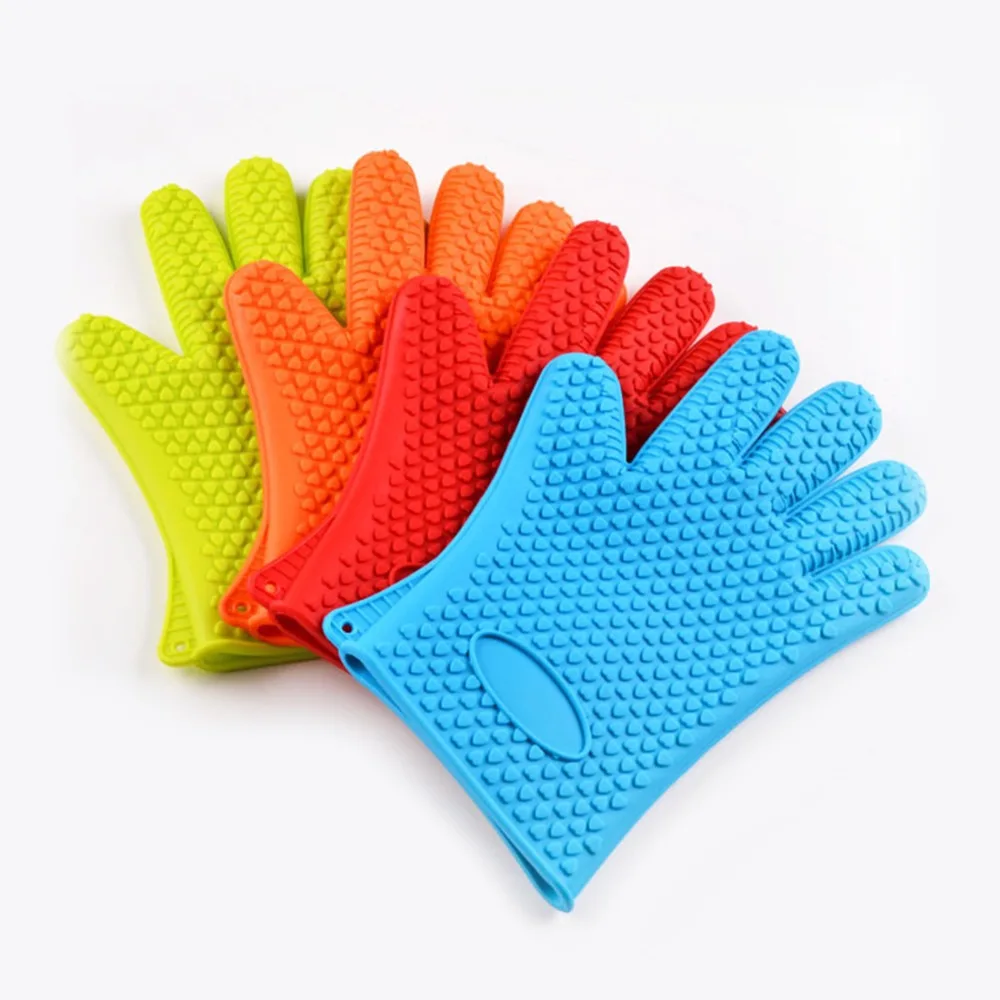 1PCS Thicken Silicone Oven Gloves Insulated Anti skid Oven Fingers