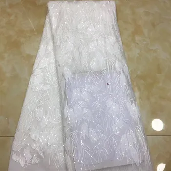 

Shining white Sequins Style African High Quality Mesh Lace Fabric Sequined Embroidered Guipure Net Laces For Wedding And Party