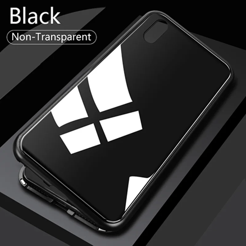 Full Black Металлический магнитный чехол-бампер для iPhone XR XS MAX X 8 Plus 7, чехол из закаленного стекла с магнитом для iPhone 7, 6, 6 s Plus, чехол - Цвет: Full Black