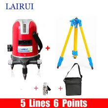 lairui brand 5 lines 6 points laser level 360 degree rotary cross laser line level 635nm with outdoor mode tripod available
