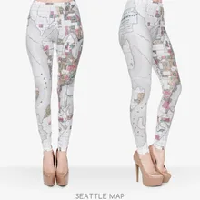 Смешные Сиэтл леггинсы с картой Горячая Распродажа Новая карта 3D цифровой Леггинсы с принтом s леггинсы для девочек для модных платьев
