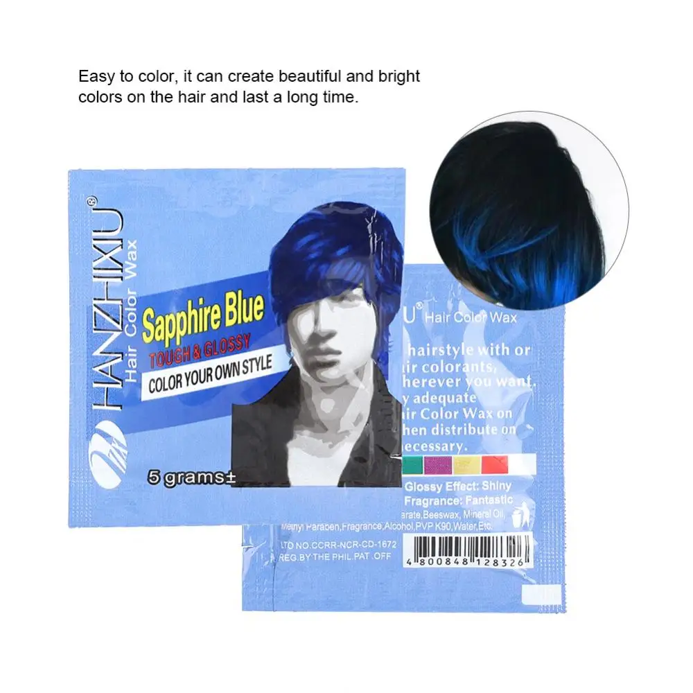

Blue 5g Disposable Fashion Styling Hair Coloring Dye Wax Mud Easy Coloring Cream Super Dye For Men Hair Styling Salon