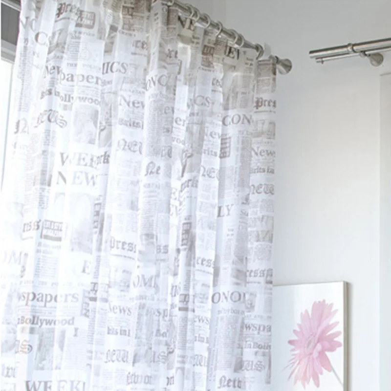 Модные Современные занавески с городским английским газетным дизайном, прозрачные Занавески для окна, марлевые занавески, занавески для гостиной, винтажные, P227D2