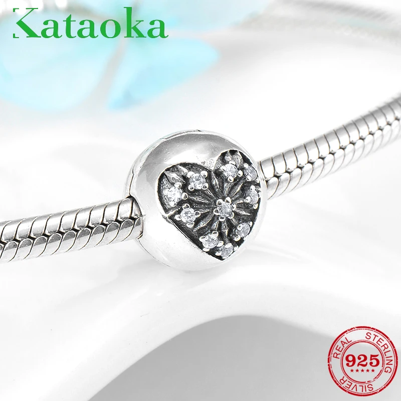 

Love winter Heart 925 Sterling Silver Snowflake Round shape Clips Lock Beads Fit Original Pandora Charm Bracelet Jewelry making