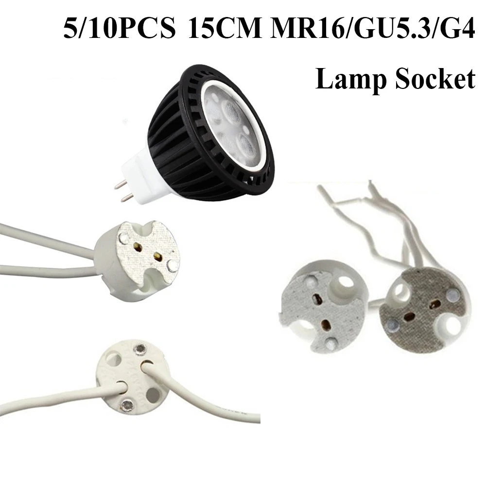 

5/10pcs Lamp Halogen Base Socket LED Bulb Holder G4 MR16 GU5.3 Wire Connector 15cm Cable