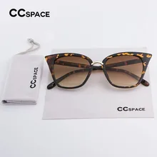 CCSPACE стильные элегантные женские солнцезащитные очки "кошачий глаз", Классические брендовые дизайнерские очки с коричневыми чайными линзами, леопардовая оправа, модные очки SU135