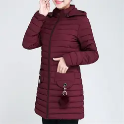 2018 зимняя новая женская обувь Корейская версия пожилых людей в длинный участок хлопчатобумажное Пальто Куртка с капюшоном