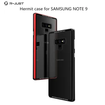 

Metal Shockproof Phone Case for Note 9 Transparent Glass Back Cover Border easy install for note 9