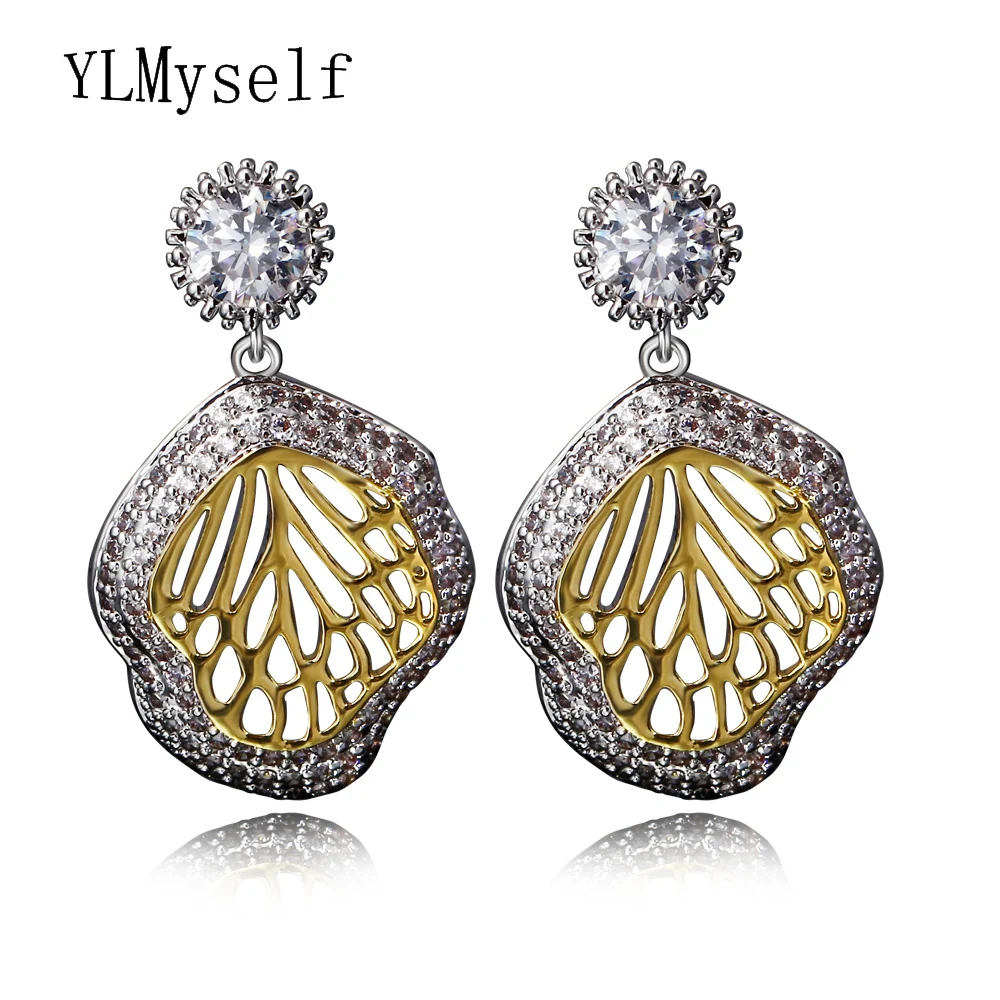 Latest Leaves Dangling Earrings Jewelry Pendientes Detalles De boda Black/White/Gold Color Accessories Gifts Earring