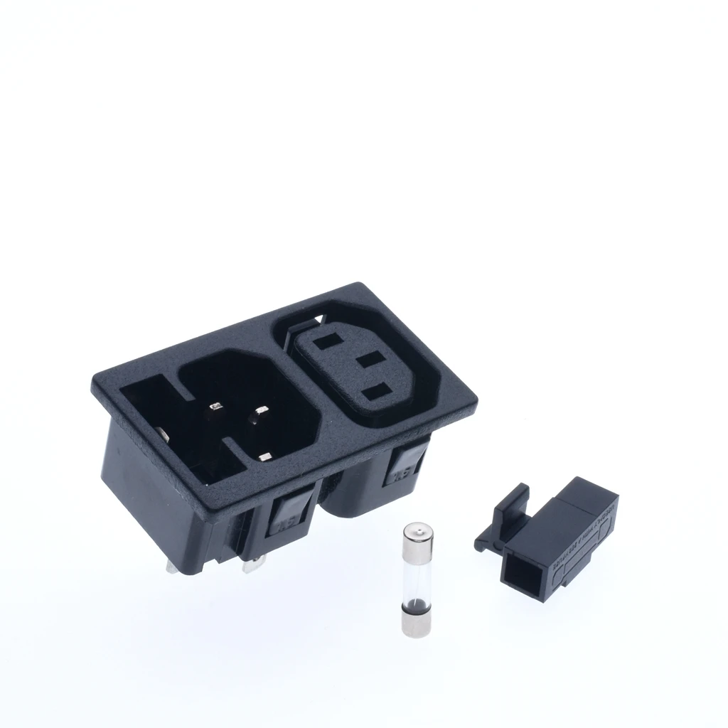 1PCS AC 250V 10A Power IEC320 C13 C14 Panel Mount Socket w Fuse Tube