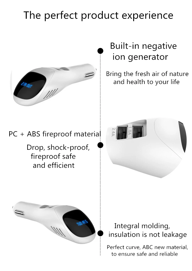 Мини Воздухоочистители освежитель воздуха DC12V двойной зарядное устройство USB Авто автомобиль свежий воздух использования отрицательно заряженных ионов Кислородный Бар Озоновый ионизатор очиститель