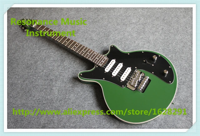 Cheap Chinese Custom Shop 24 Frets Brian May Electric Guitar Glossy Green Finish Guitar Body & Kits For Sale