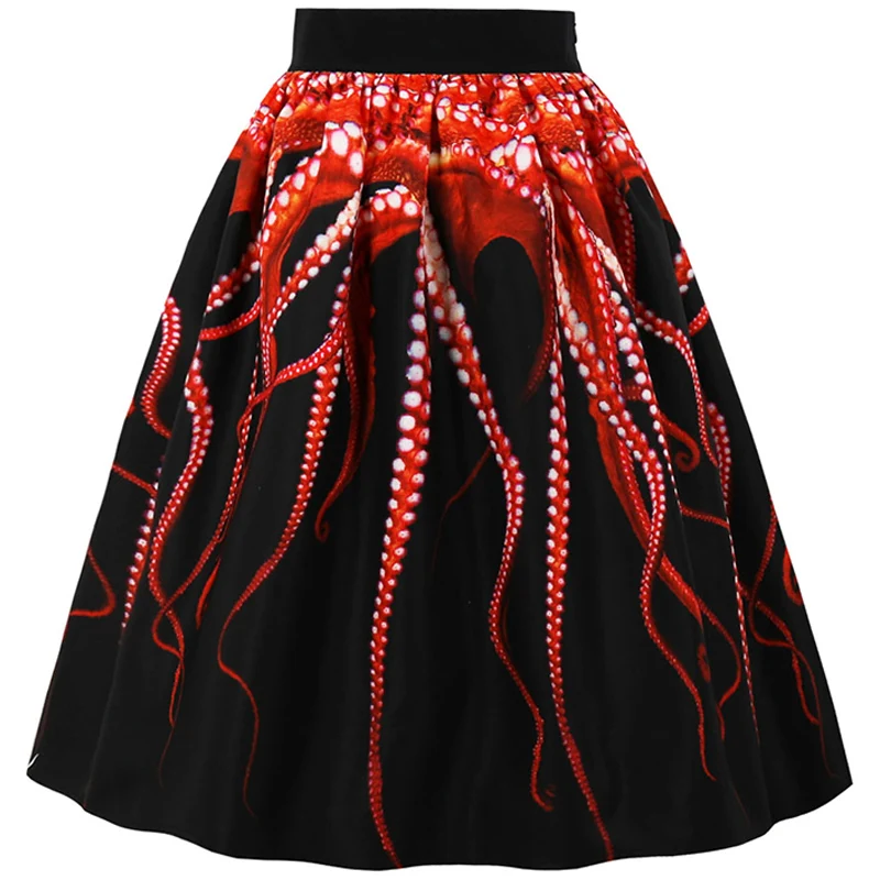 Kostlich New Arrival Summer Skirts Womens 2018 High Waist Skirt Vintage A-Line Casual Big Swing Women Midi Skirt (7)