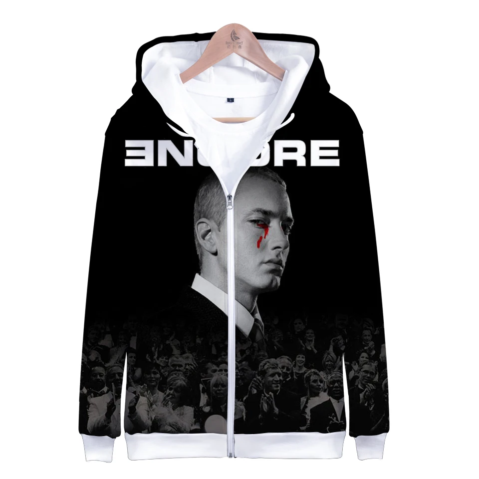 Толстовка EMINEM с 3D принтом в стиле хип хоп на молнии для мужчин и женщин длинным