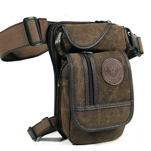 Norbinus Мужская поясная сумка, Холщовая Сумка для ног, Хип бум, военный мотоциклетный пояс на бедра, сумка-мессенджер, сумка через плечо - Цвет: Brown