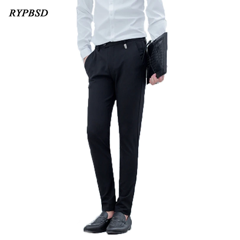 Buy Men Dress Pants Slim Fit Black 2018 Spring Fashion
