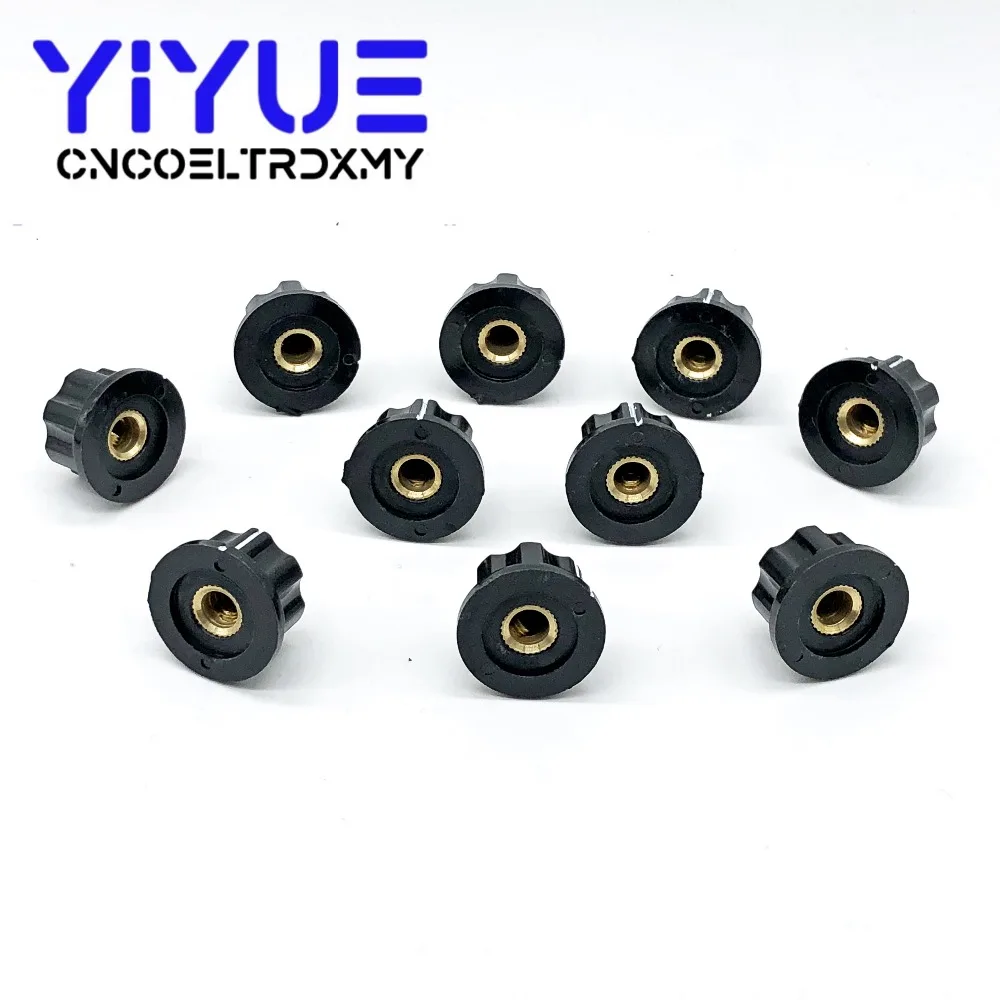 10pcs MF-A02 Potentiometer Knob Cap 6mm Shaft Hole Dia Rotary Switch Bakelite Knob for WHT118 WX050 (2)