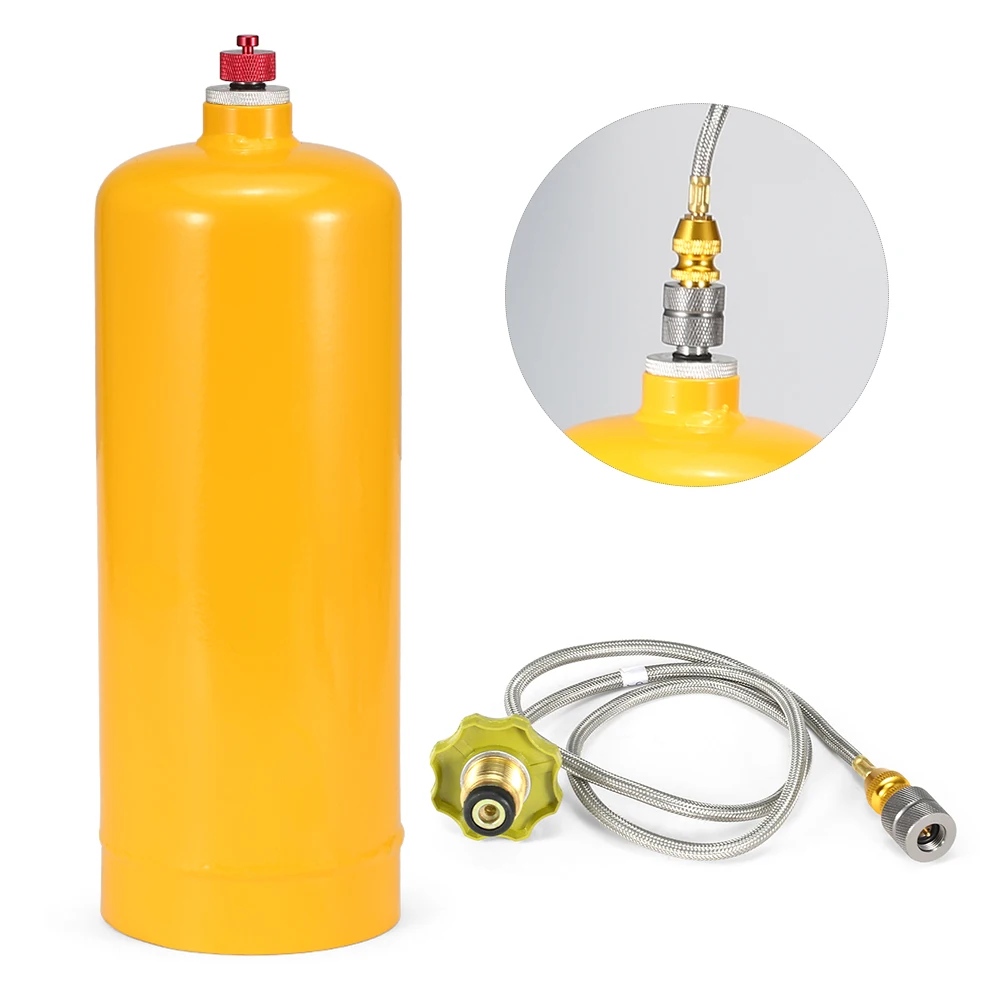 

Propane Adapter Hose With 1.98Lb Refillable Empty Propane Cylinder Tank Set For Outdoor Travel Hiking Camping With 4 Type